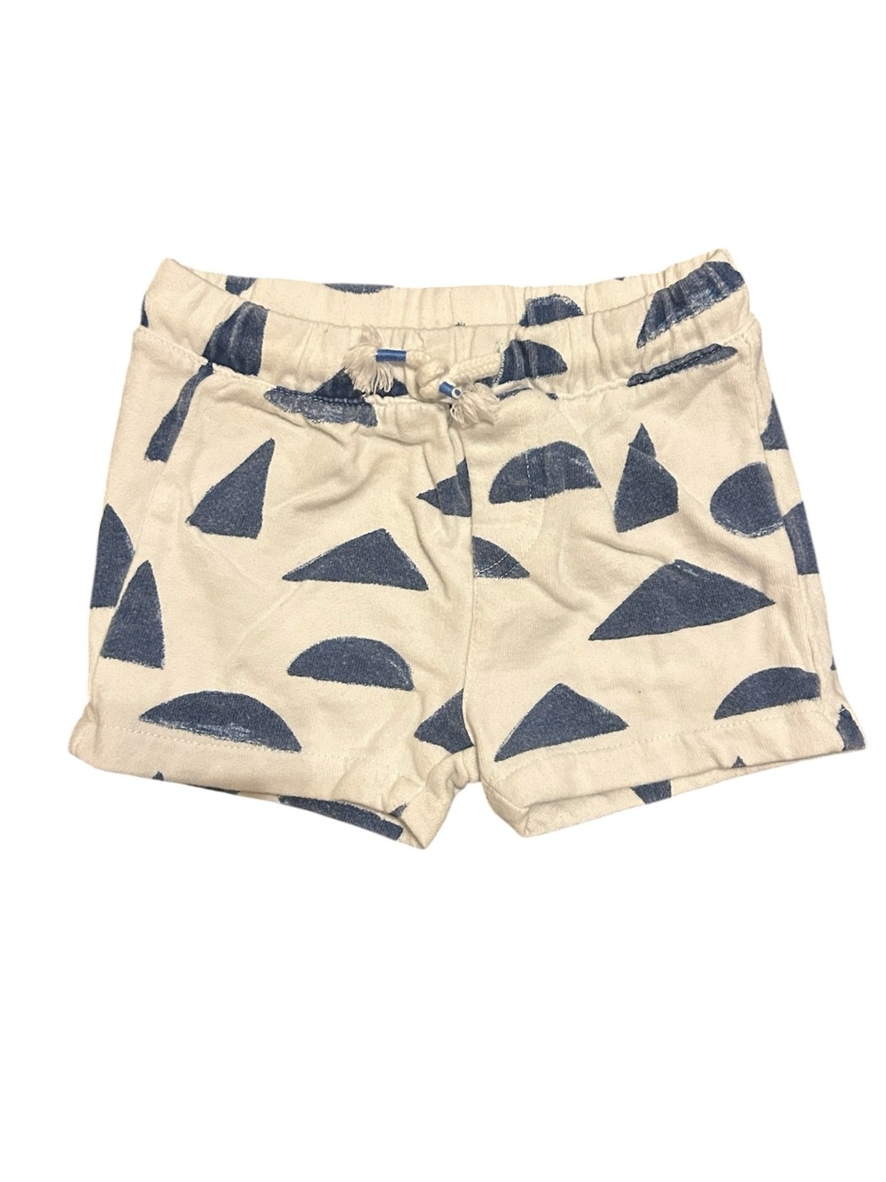 Zara Cream Shorts with Navy Geometric Print